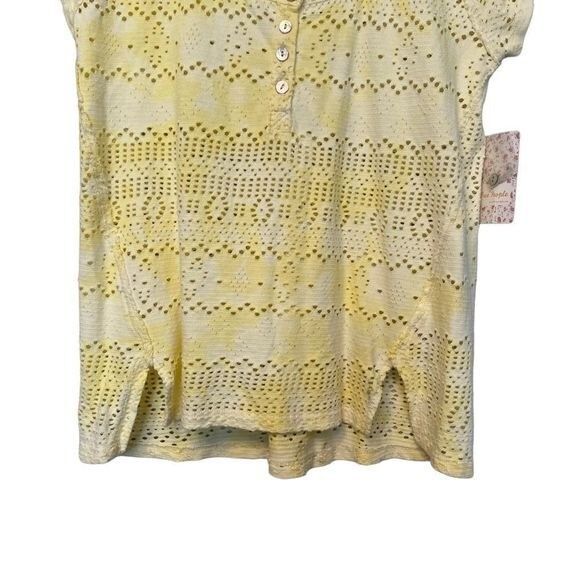NWT Free People XS Yellow Burnout Distressed Tee Shirt Sunshine Top - Picture 5 of 10